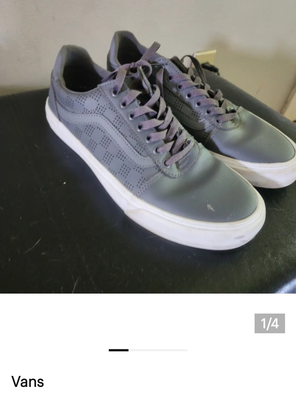 Vans Low-Top Leather Sneakers in Charcoal Gray
